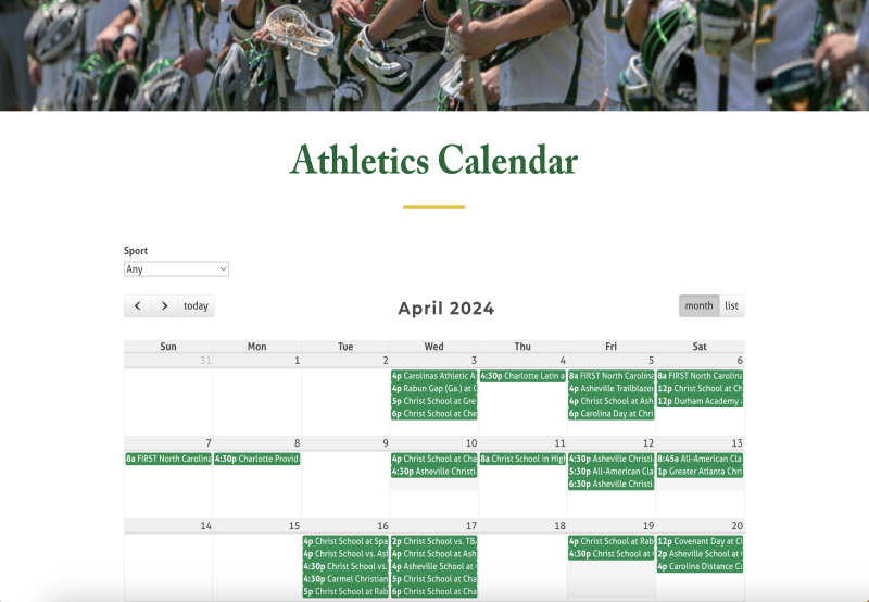 Athletics Calendar