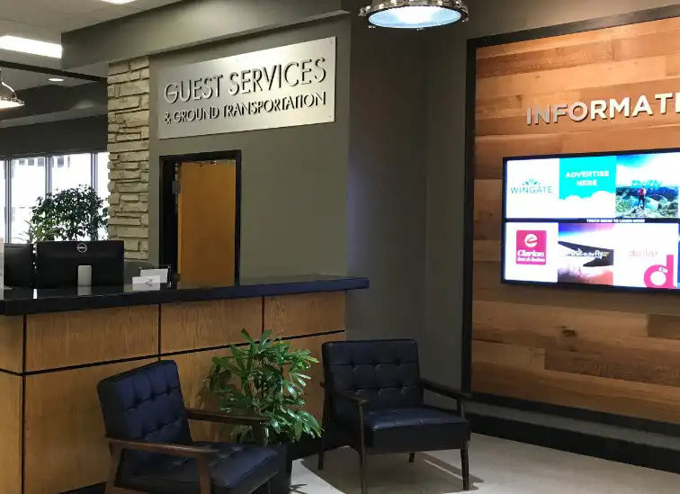 Photo of an information kiosk at the airport